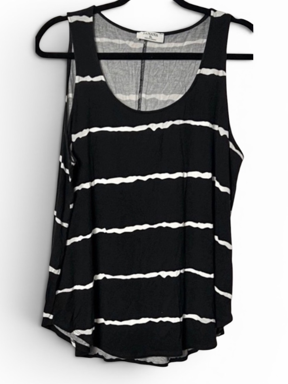 Zenana Outfitters Boutique Black and White Striped Tank Top Size XL